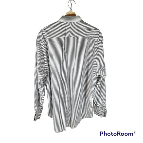 Johnston & Murphy Men's Large White & Gray Striped Tailored Fit Dress Shirt - Picture 2 of 10